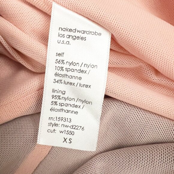 NEW Naked Wardrobe Dress Womens Size XS Brown Pink Cutout Long Sleeve Side Slit - Picture 7 of 16